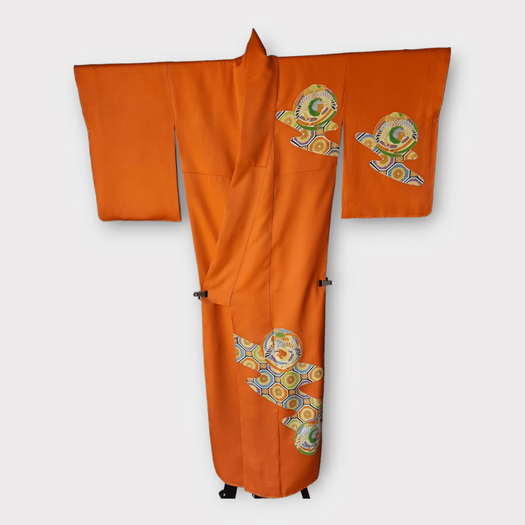 Vintage Houmongi-Tsukesage Kimono Damen Phoenix