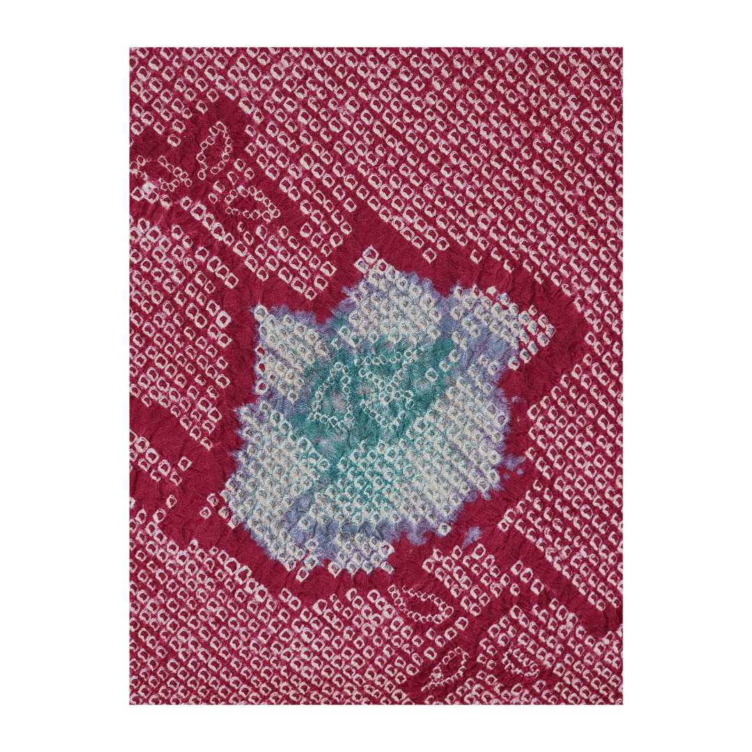 Vintage Haori Damen Weinrot mit blauen Blumen