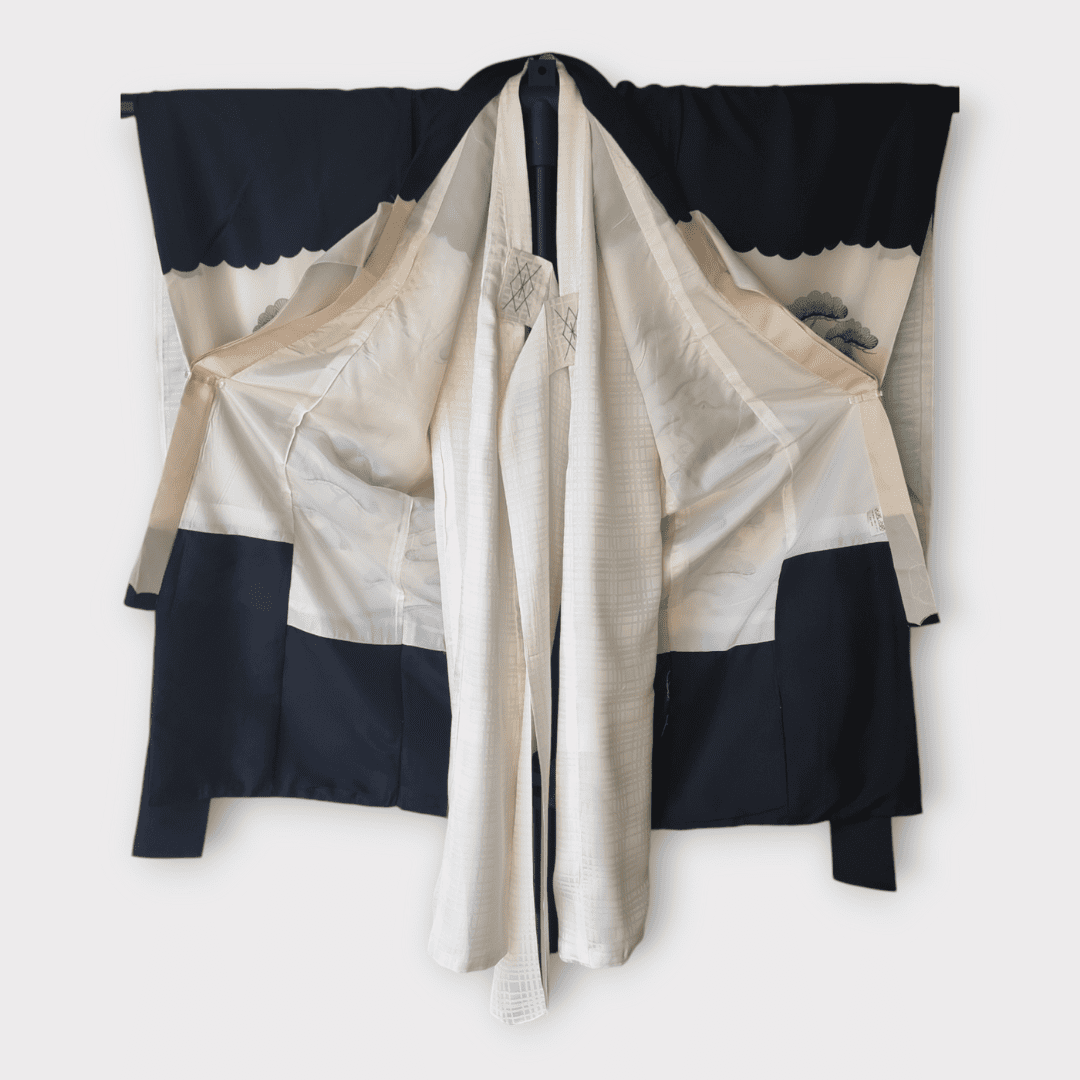 Vintage Furisode Kimono Kinder Set Samurai 116 und 122