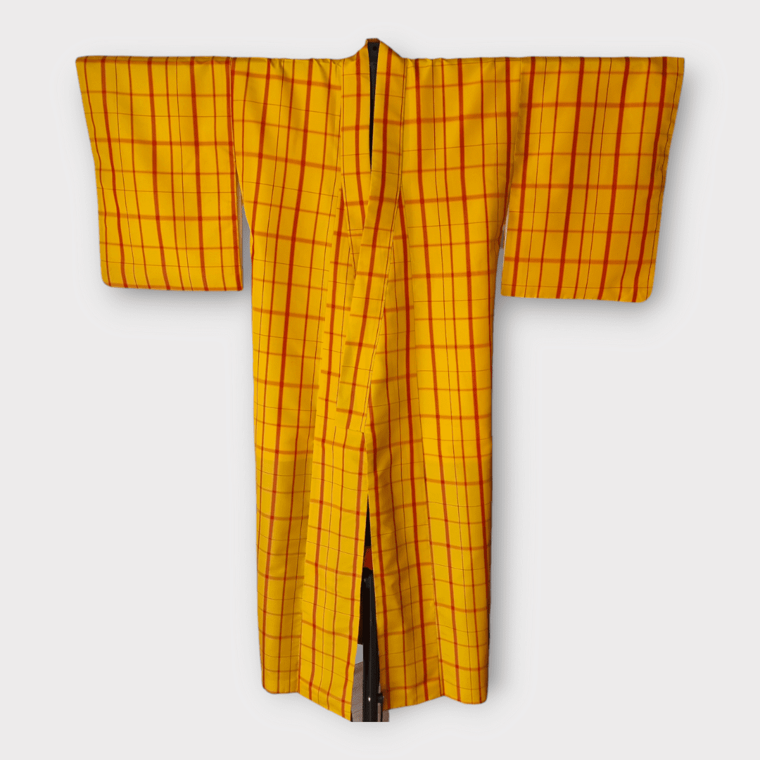 Vintage Ensemble Damen Kimono + Haori kariert