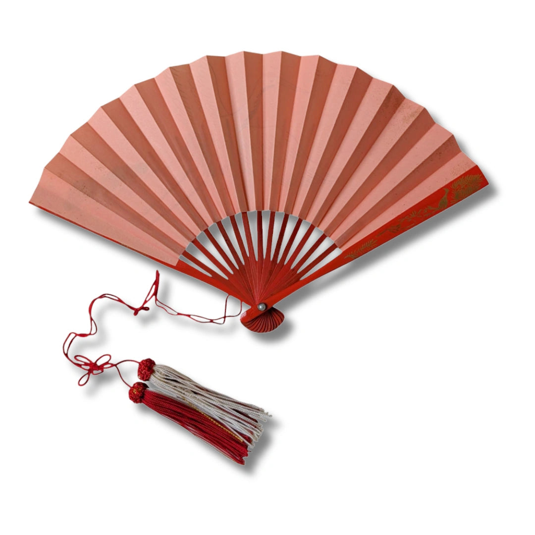 Vintage japanischer Sensu Handfächer Kranich