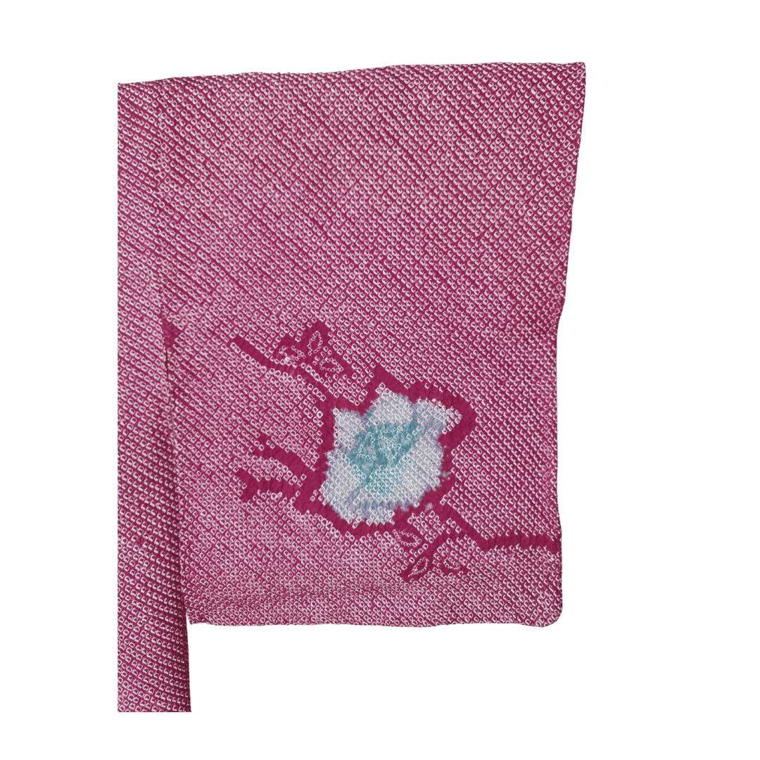 Vintage Haori Damen Weinrot mit blauen Blumen