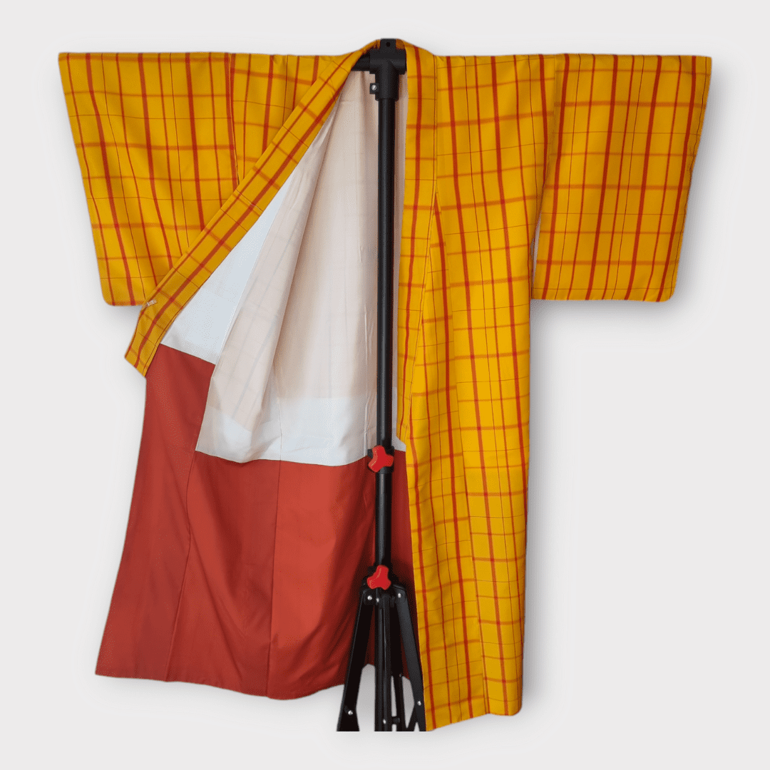 Vintage Ensemble Damen Kimono + Haori kariert