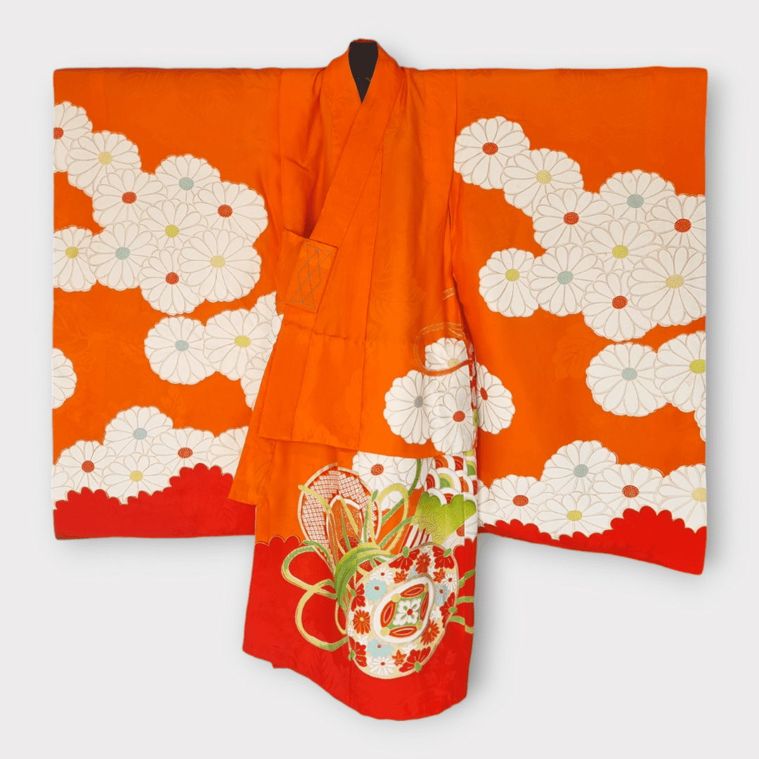 Vintage Furisode Kimono Kinder Trommel Gr. 86 / 116