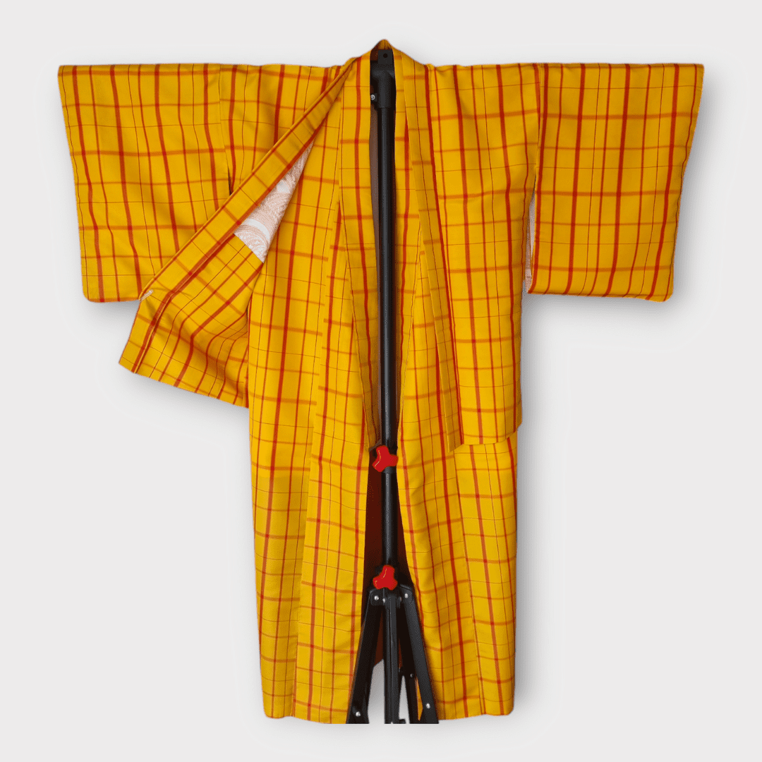 Vintage Ensemble Damen Kimono + Haori kariert