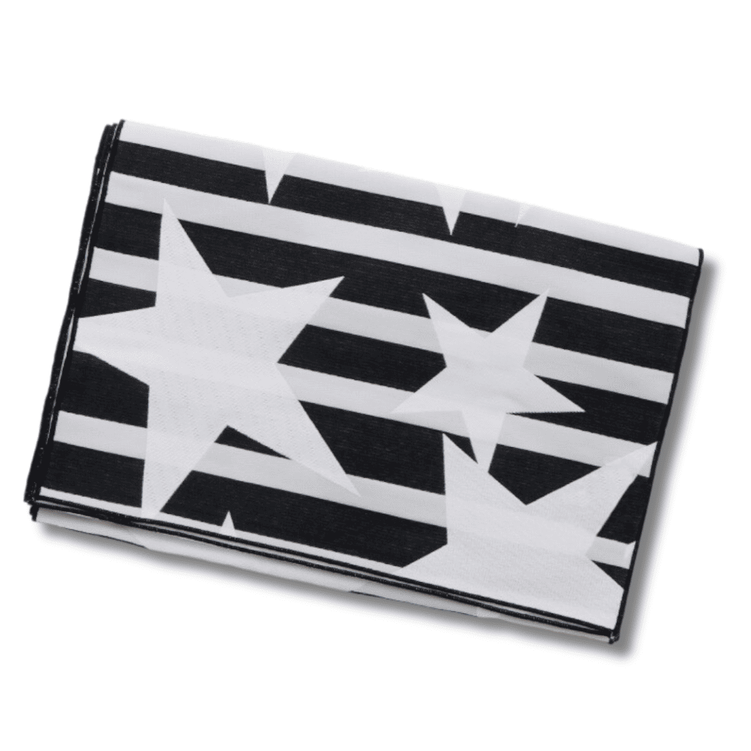 Hiraki shitate Nagoya Obi Sterne und Streifen Schwarz/Weiß #farbe_Schwarz