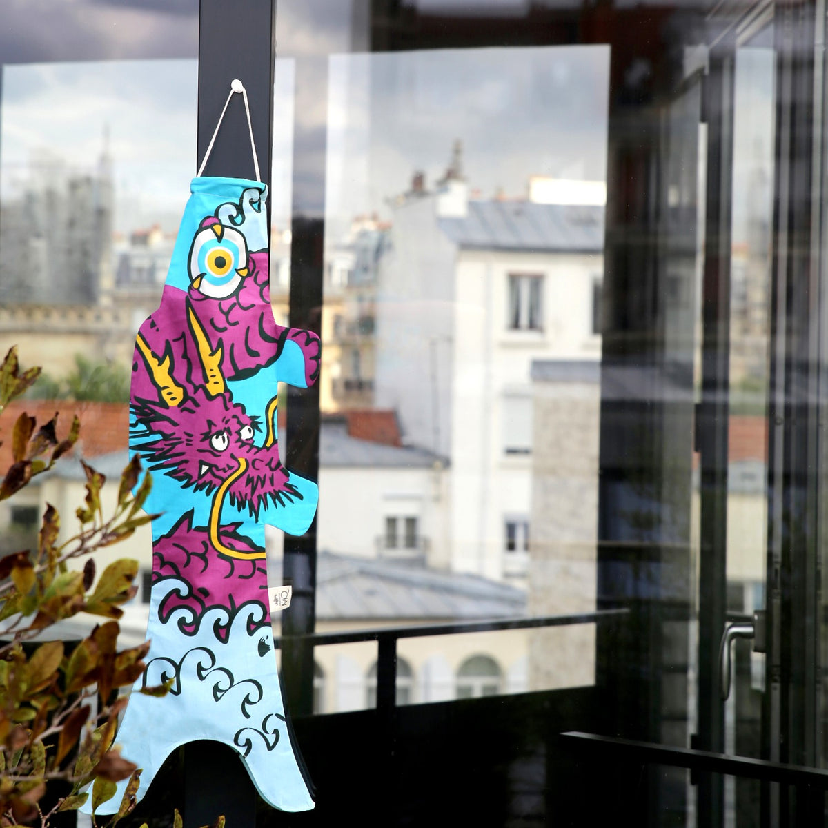 Koinobori Pop Art Drache lila Größe S #farbe_Drache lila