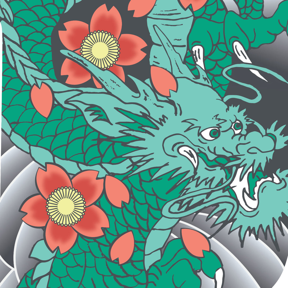 Koinobori Tattoo Drache Größe M #farbe_Tattoo Drache