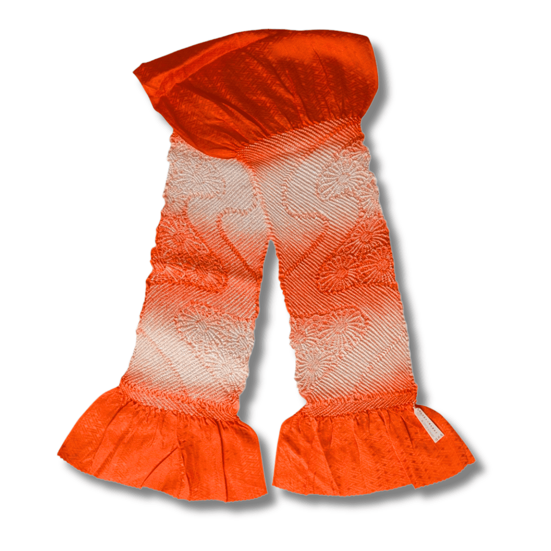Vintage Obiage Orange Shibori Seide Higaki ungetragen