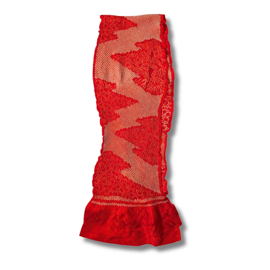 Vintage Obiage Shibori Rot Blumen