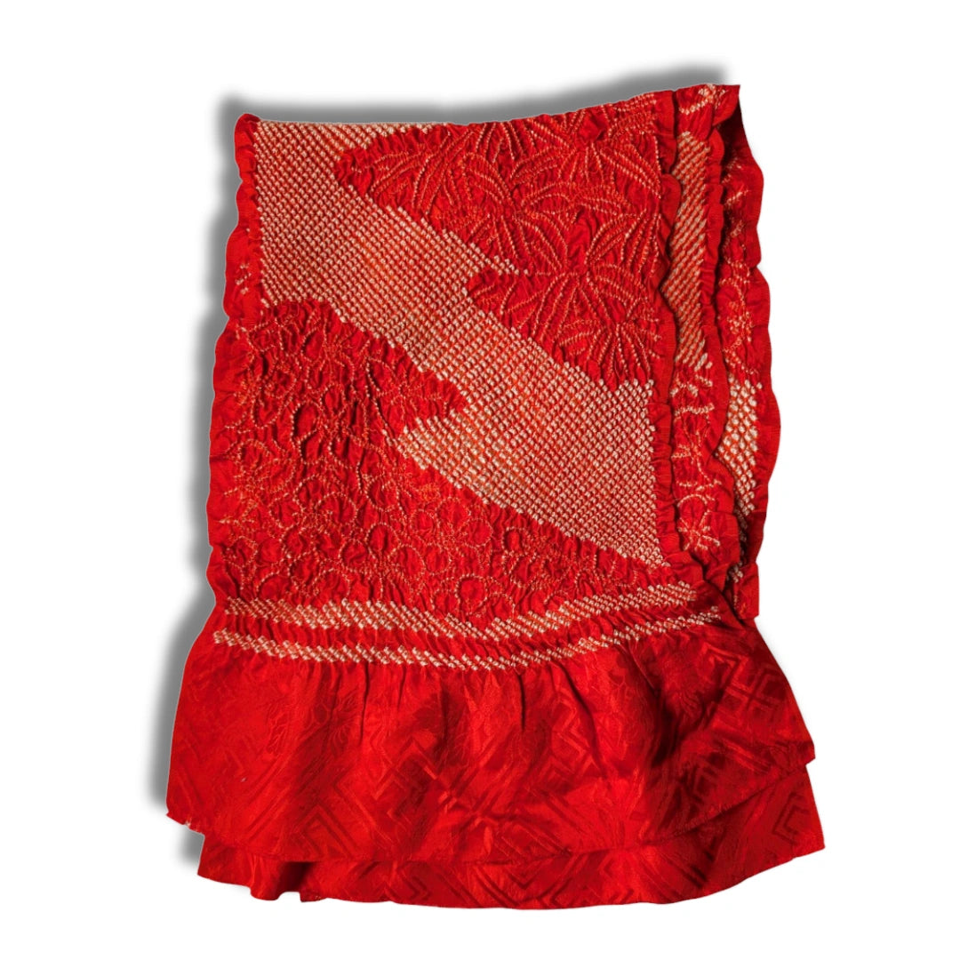 Vintage Obiage Shibori Rot Blumen