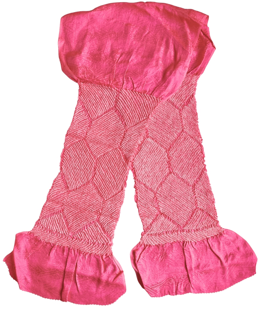 Vintage Obiage Rosa Shibori Seide Schildkrötenpanzer