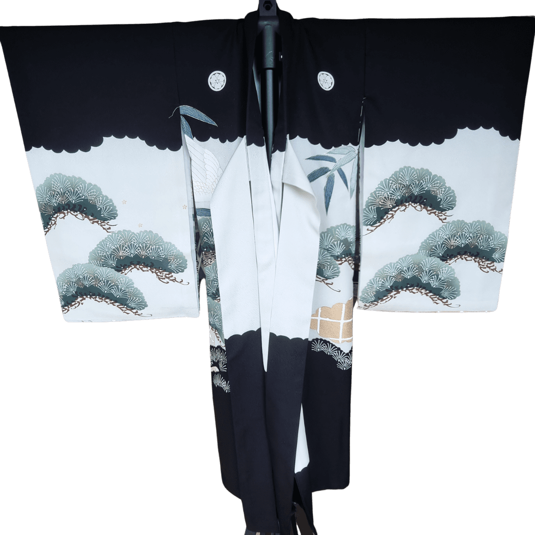 Vintage Furisode Kimono Kinder 2 Adler Gr. 122