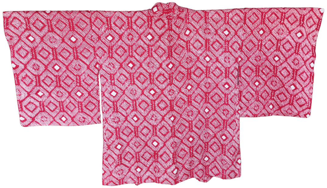 Vintage Haori Damen Shibori rot Kuginuki Tsunagi