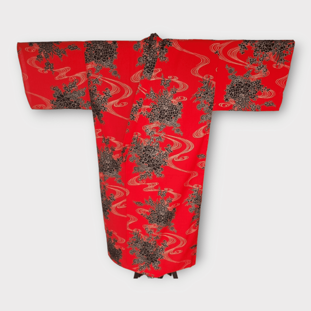 Plus Size Yukata Kawa Rot inkl. Obi #farbe_Rot