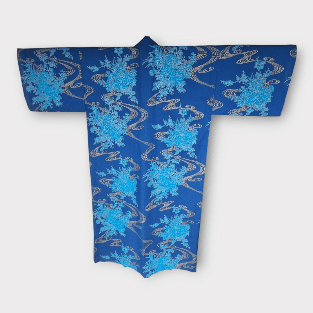 Plus Size Yukata Kawa Blau inkl. Obi #farbe_Blau