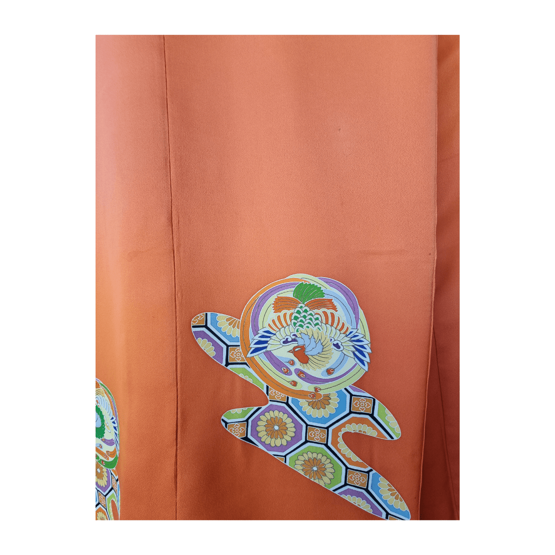 Vintage Houmongi-Tsukesage Kimono Damen Phoenix