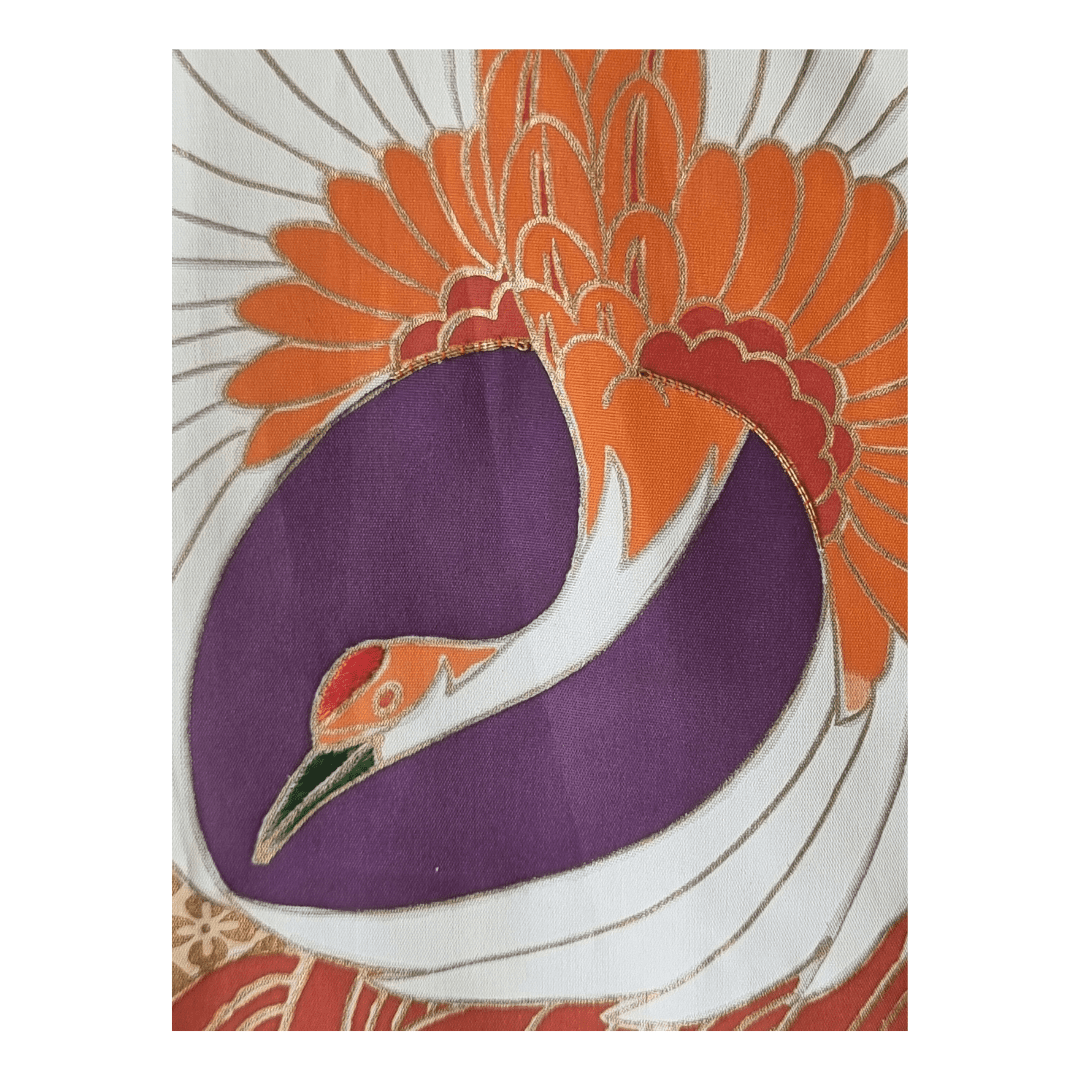 Vintage Furisode Kimono Kinder Kraniche 110, 116 und 122