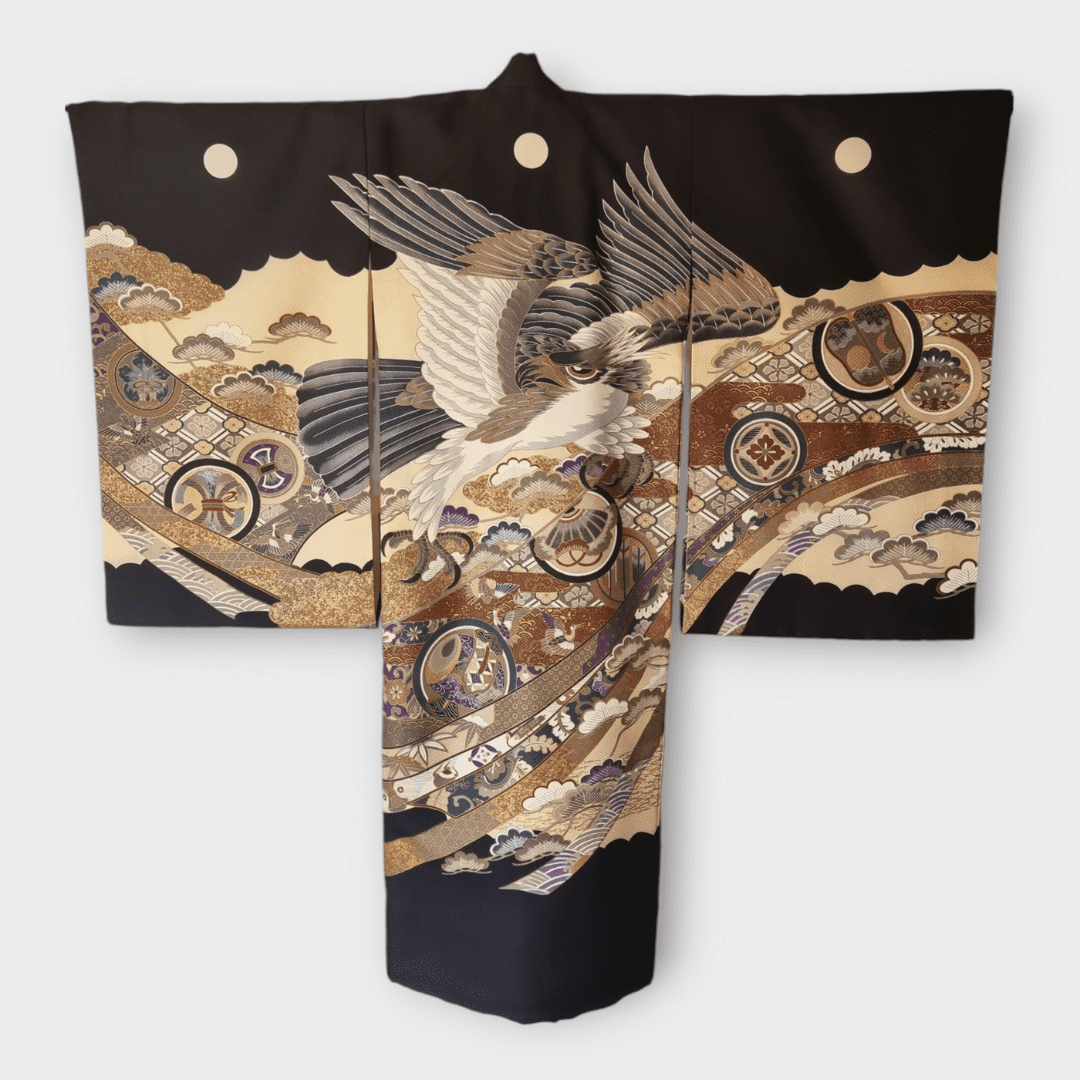 Vintage Furisode Kimono Kinder Set Adler 116 und 122
