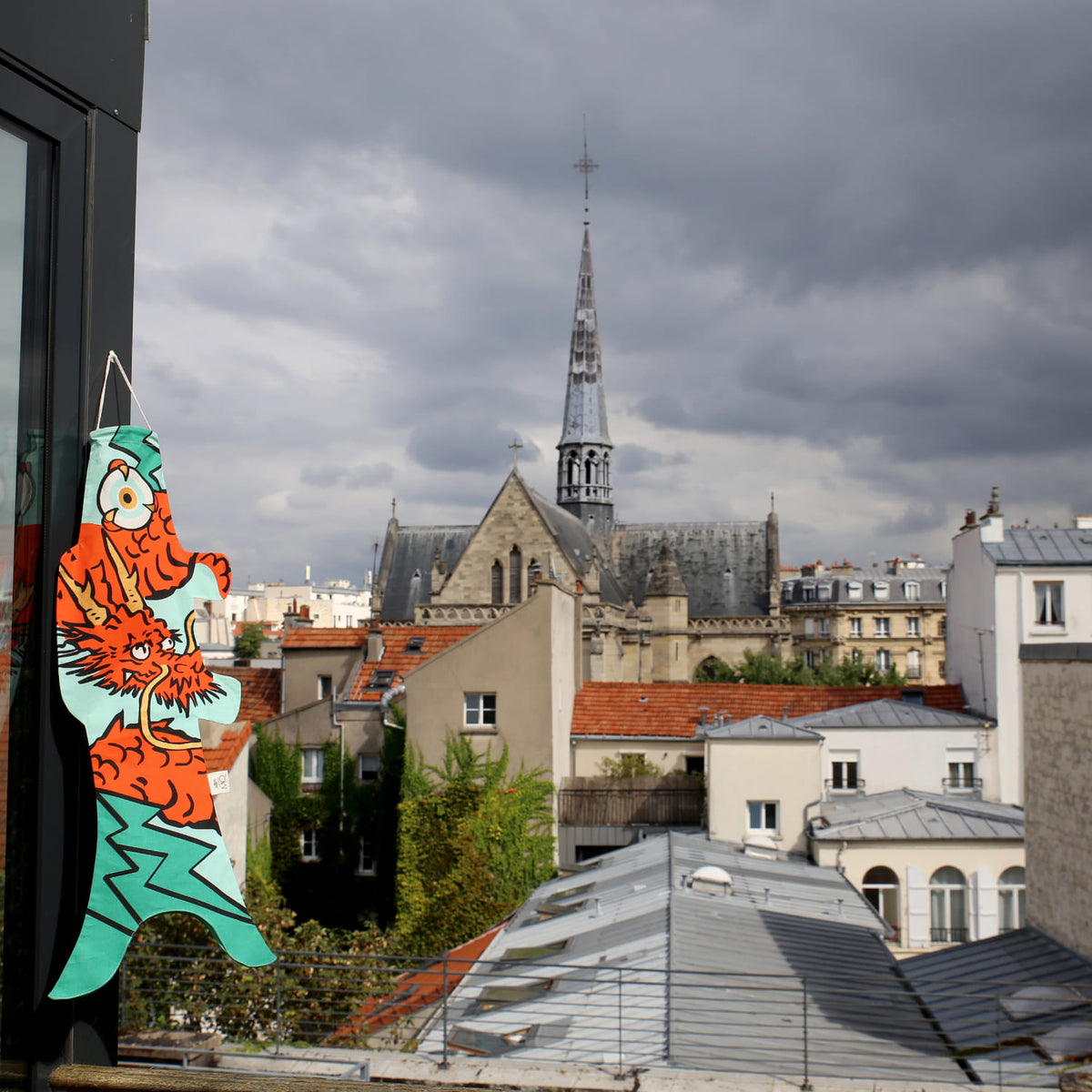 Koinobori Pop Art Drache orange Größe S #farbe_Drache orange