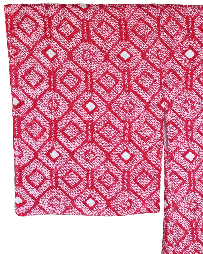 Vintage Haori Damen Shibori rot Kuginuki Tsunagi