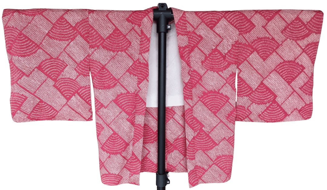 Vintage Haori Damen Shibori rot Higaki Seigaiha