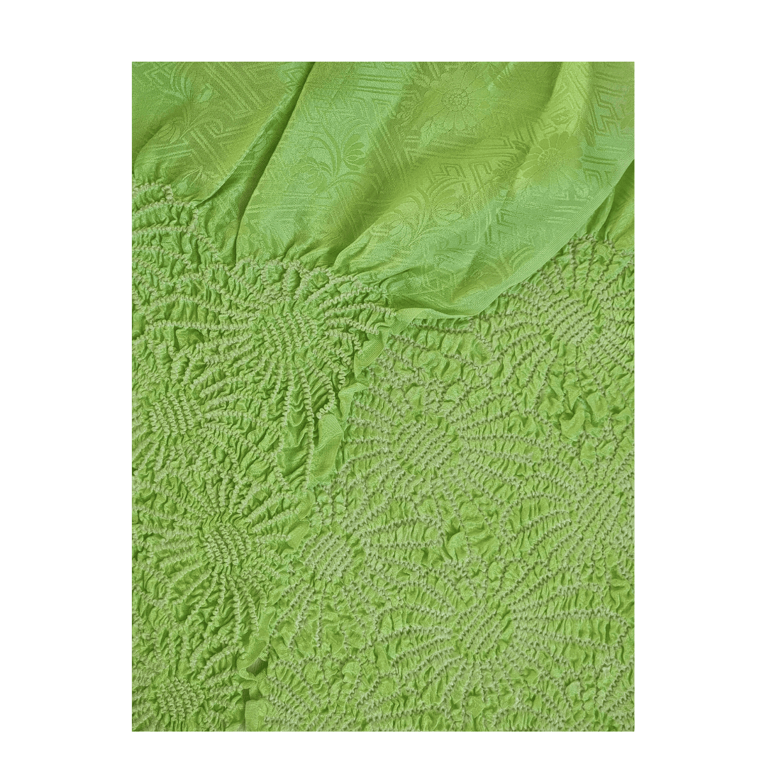 Vintage Obiage Grün Shibori Seide Chrysanthemen