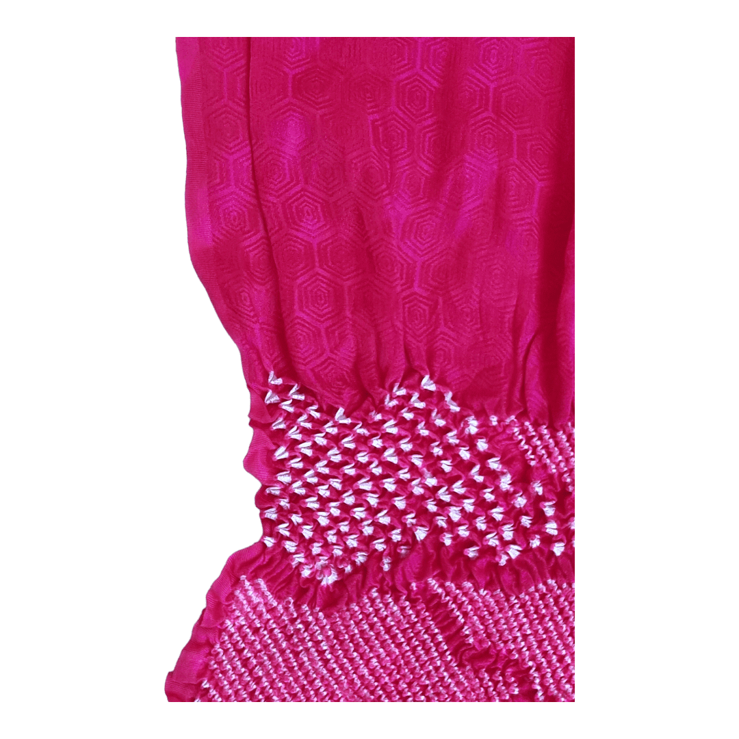 Vintage Obiage Neonpink Shibori Seide Schildkrötenpanzer