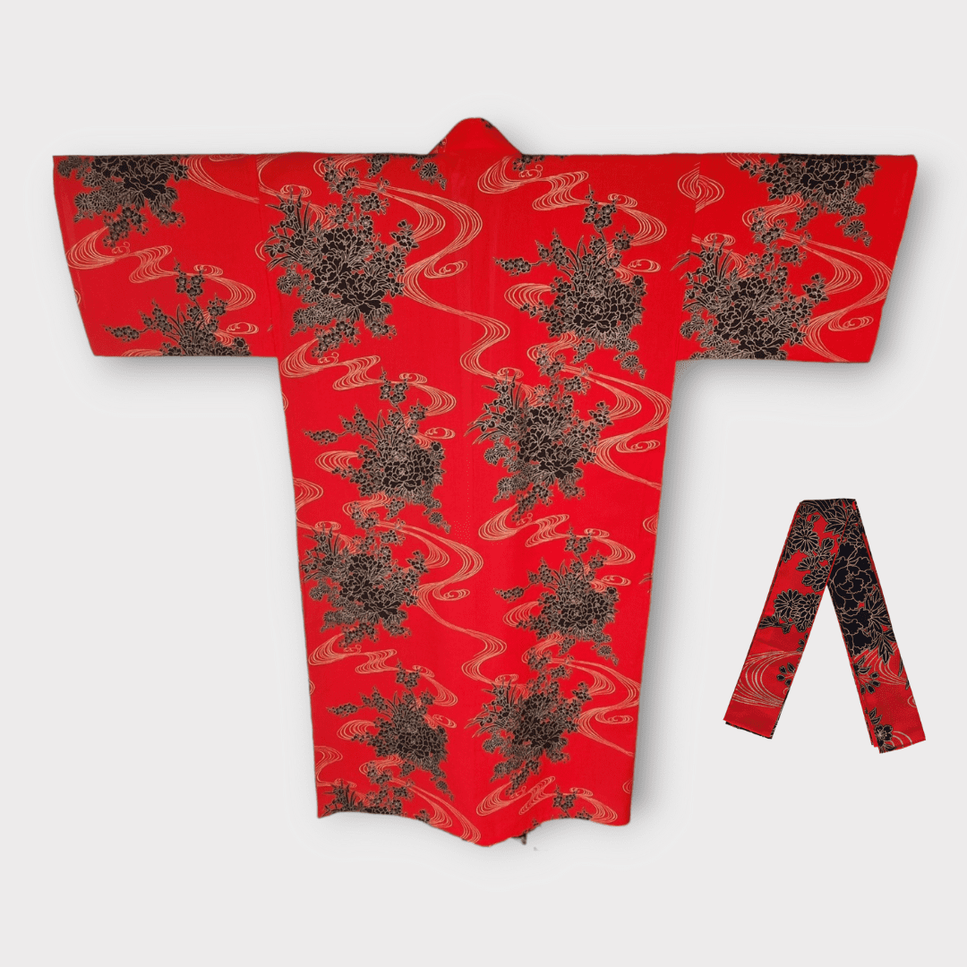Plus Size Yukata Kawa Rot inkl. Obi #farbe_Rot