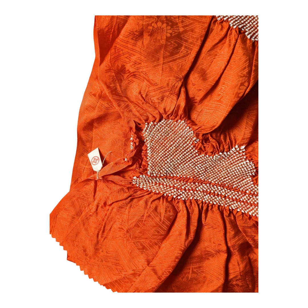 Obiage aus Seide Orange mit Shibori ungetragen