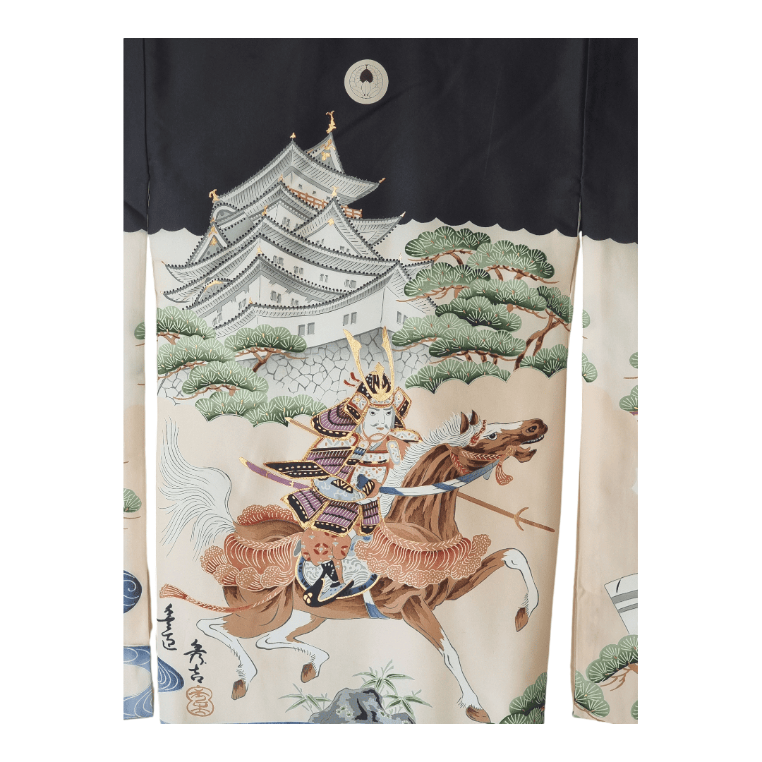 Vintage Furisode Kimono Kinder Set Samurai 116 und 122