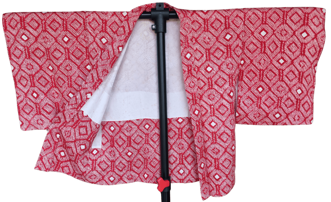 Vintage Haori Damen Shibori rot Kuginuki Tsunagi