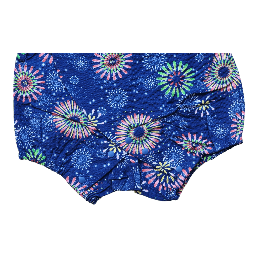 Baby Kimono Babystrampler Blau Feuerwerk Gr. 68 bis 80