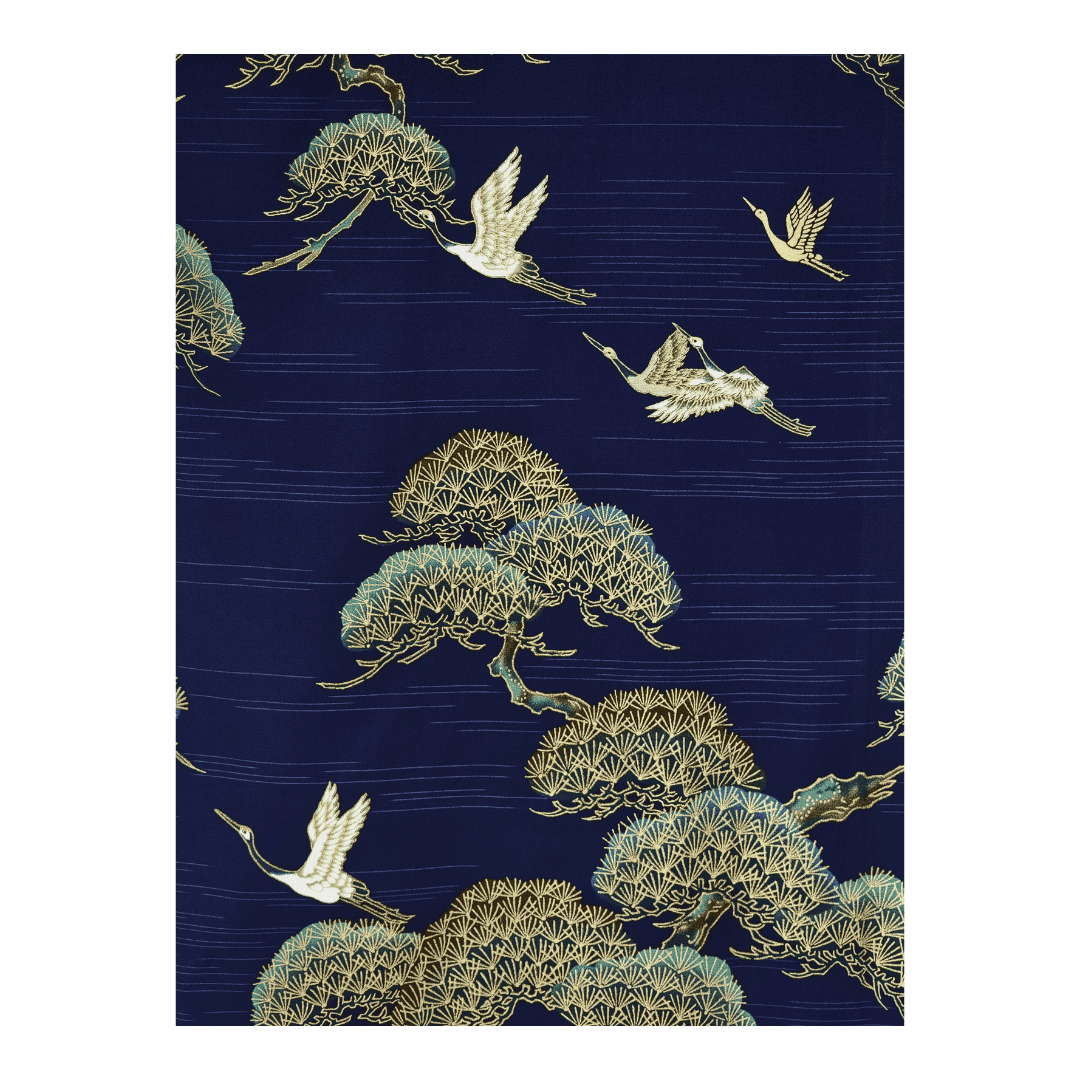 Yukata Herren blau Kranich inkl. Obi