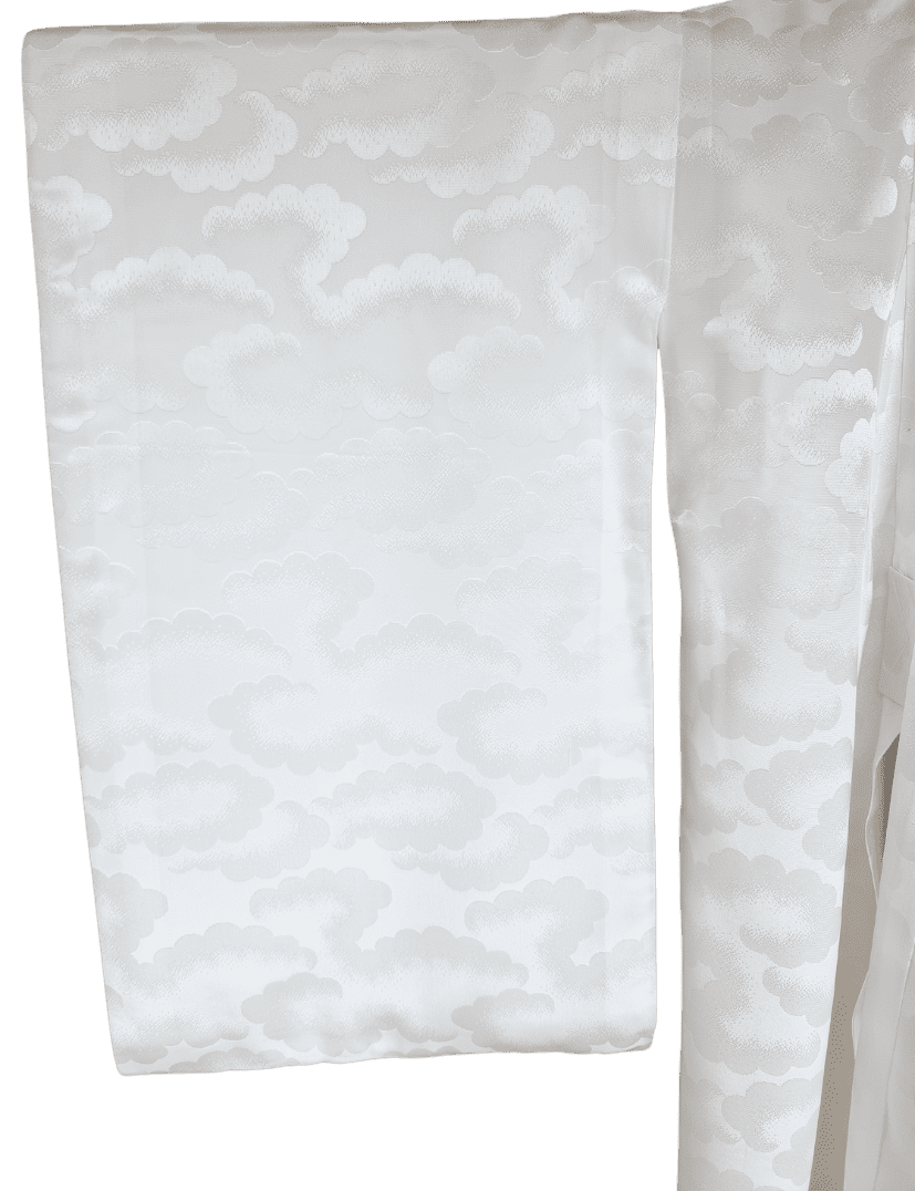 Vintage Kinder Kimono Juban Weiß Wolken Gr. 116 / 122