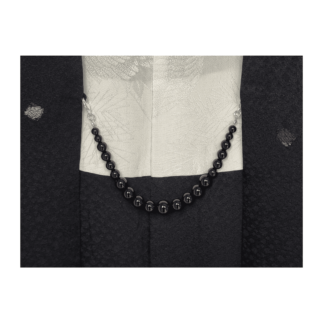 Haori Himo Kette Schwarz Onyx