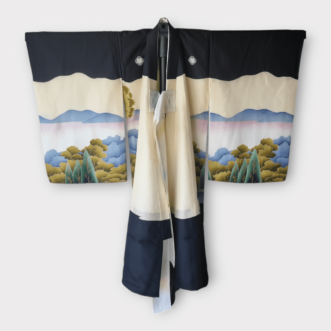 Vintage Furisode Kimono Kinder Set Pagode Gr. 116 / 122