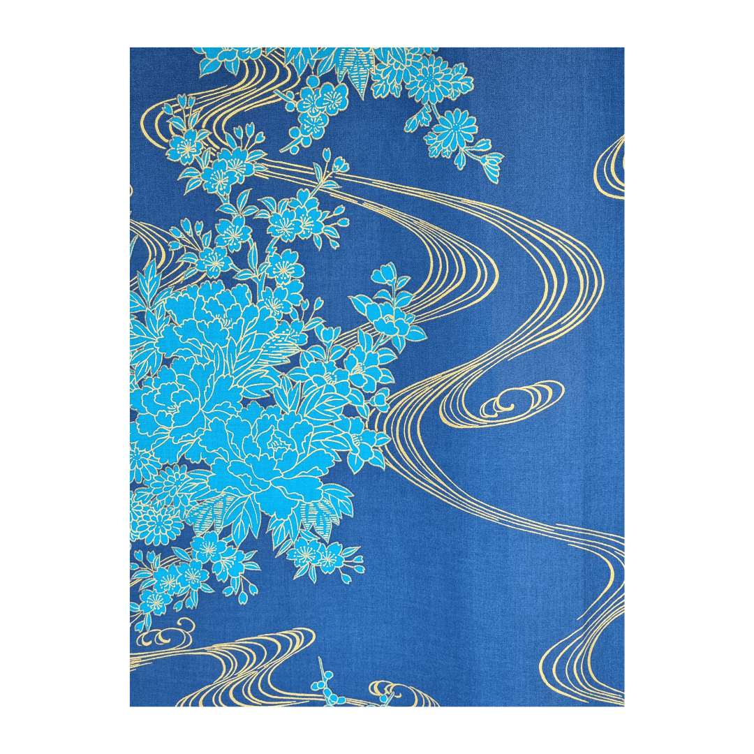 Plus Size Yukata Kawa Blau inkl. Obi #farbe_Blau