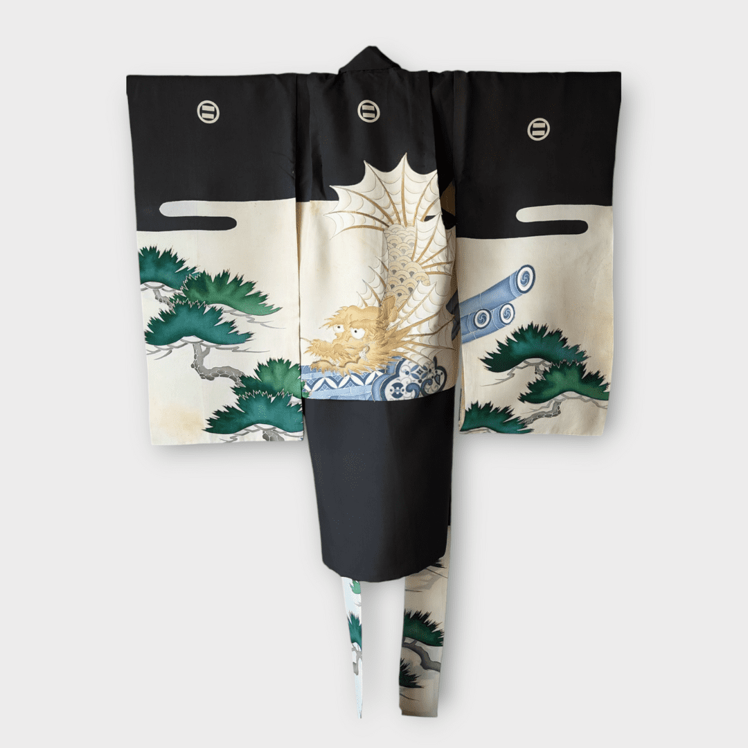Vintage Furisode Kimono Kinder Shachihoko Gr. 92 - 116