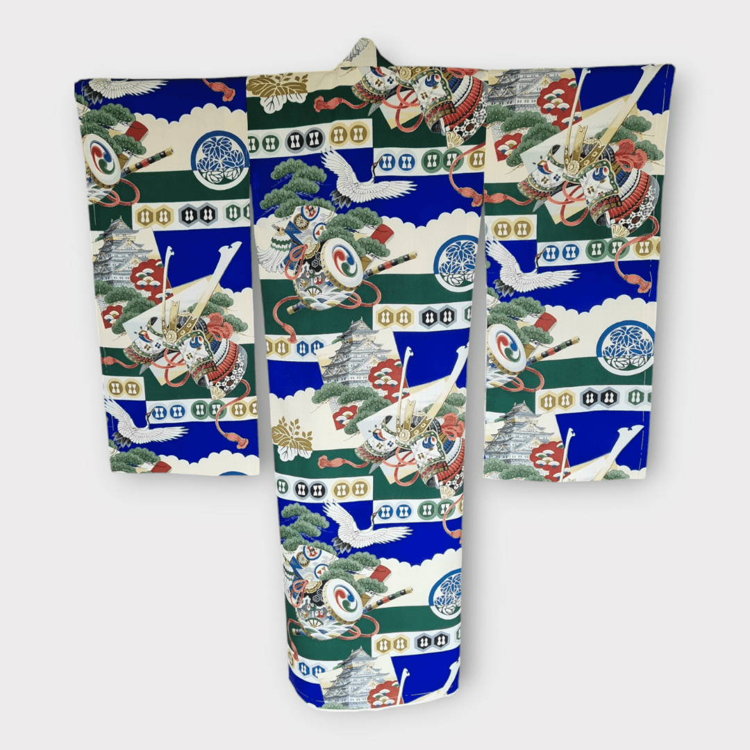 Vintage Furisode Kimono Kinder Schloss Osaka Gr. 110 / 116