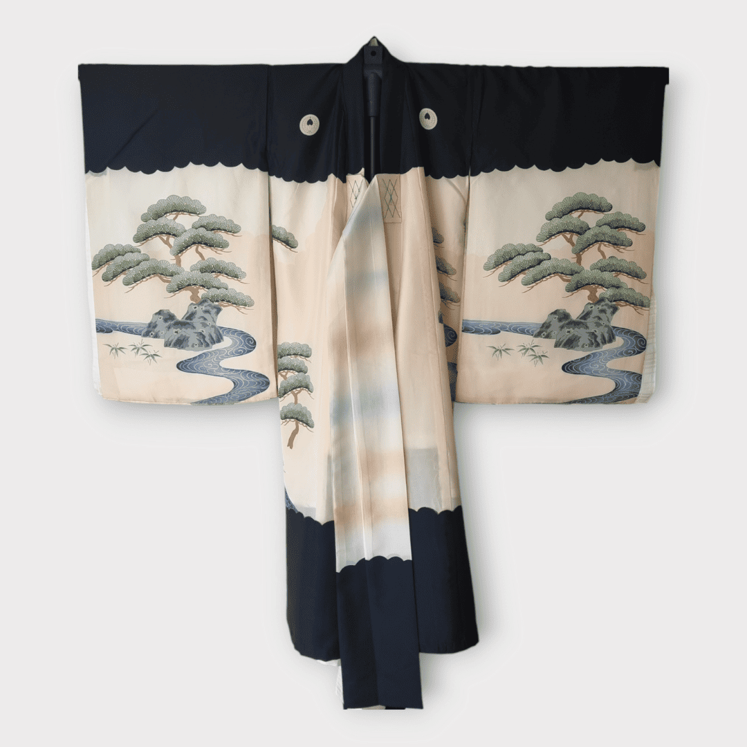 Vintage Furisode Kimono Kinder Set Samurai 116 und 122