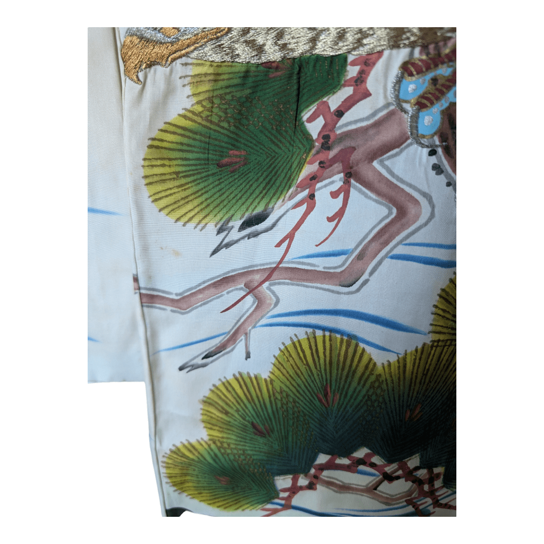 Vintage Furisode Kimono Kinder Kiefer und Falke Gr. 116 / 122