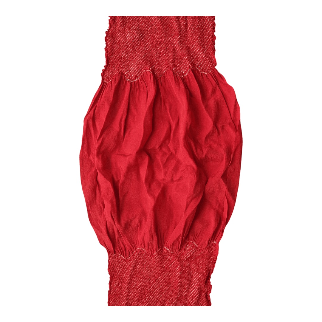 Vintage Obiage Rot Shibori Seide Streifen