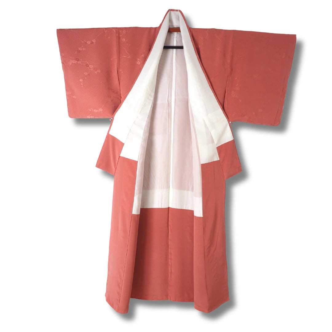 Vintage Damen Kimono Koralle mit Blüten