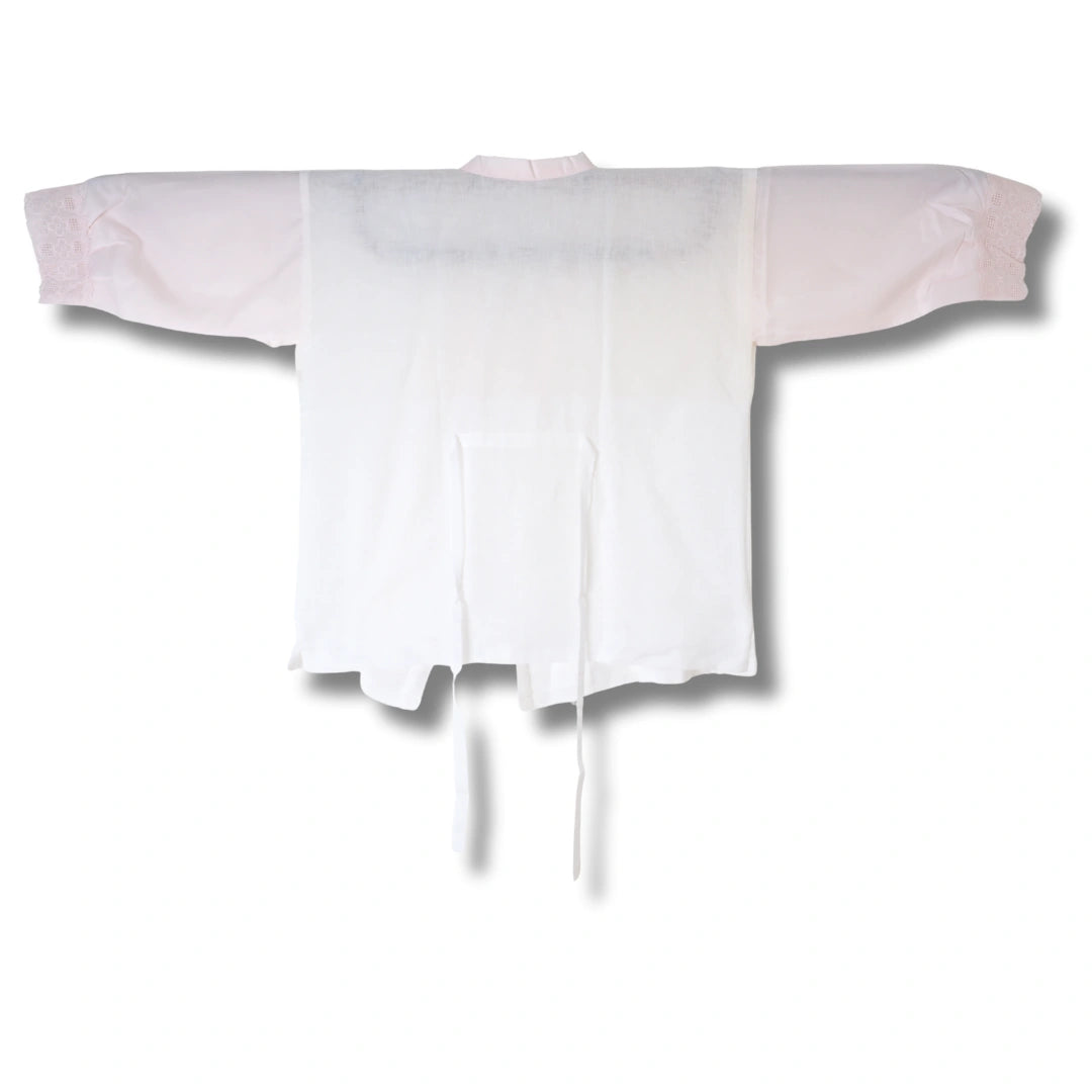 Damen Hada-Juban weiß mit rosa Spitze – Größe M