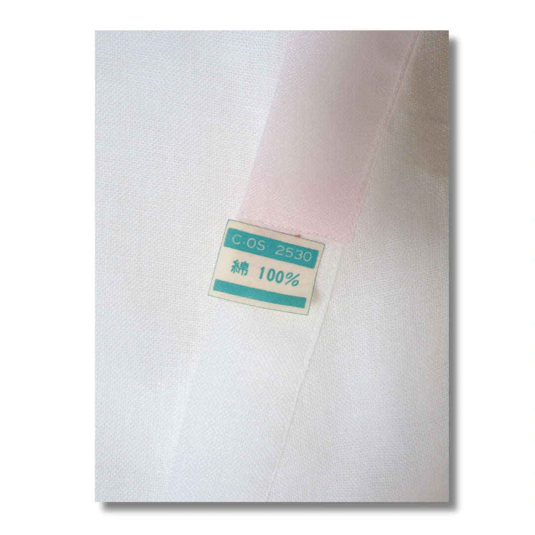Damen Hada-Juban weiß mit rosa Spitze – Größe M