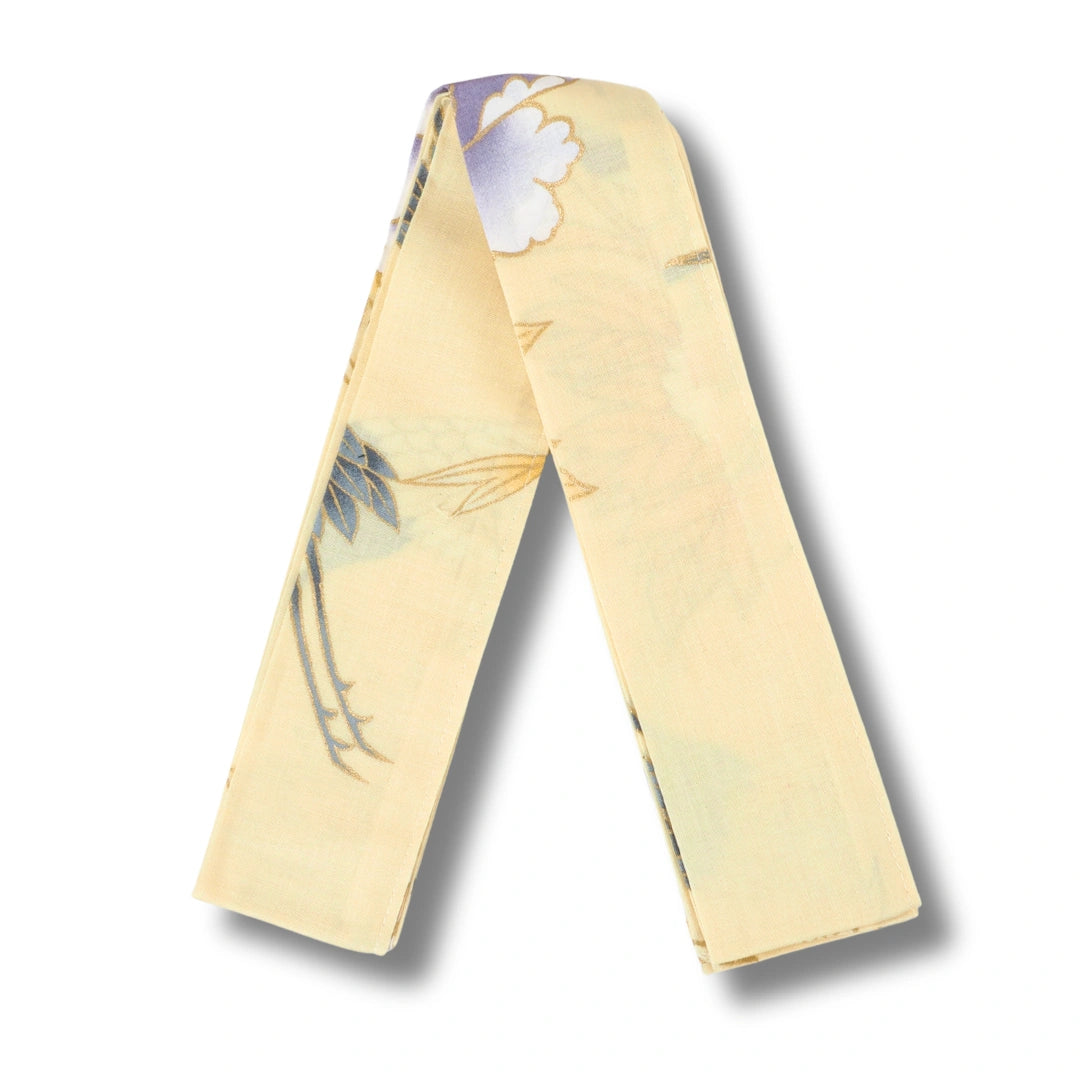 Damen Yukata gelb mit Blumen & Kranichen