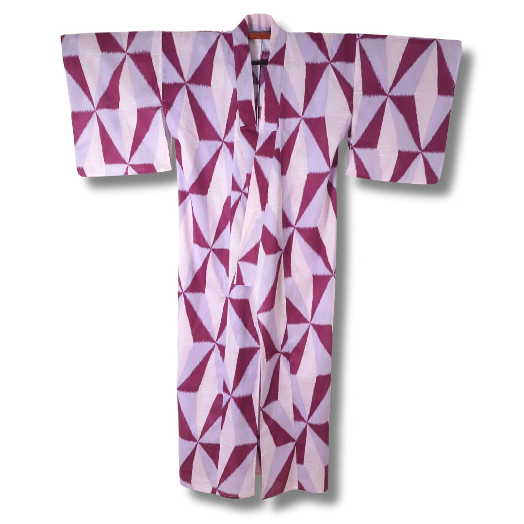 Damen Yukata mit lila Dreiecken