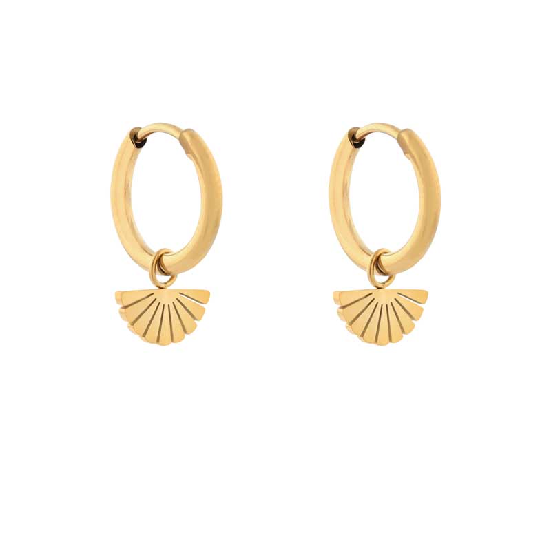 2 goldene Ohrringe mit Fächer #farbe_Gold