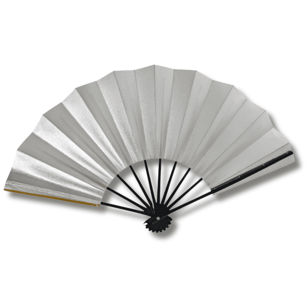 Vintage Mai-Ougi japanischer Handfächer Tanzfächer Gold Silber